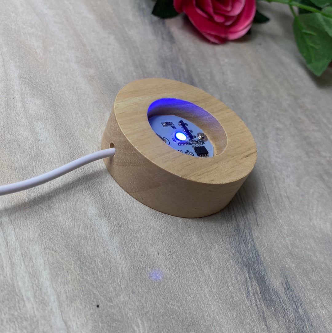 Wood Multicoloured Light lamp base stand - USB 60mm