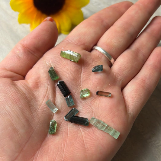 XS watermelon RAW mix Tourmaline Tumblestone