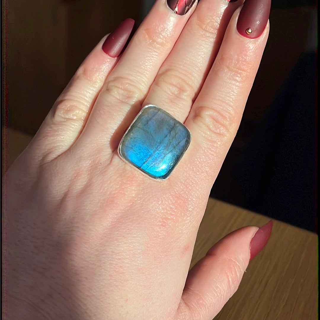 Labradorite AA GRADE 925 Silver Ring -  Size S - S 1/2