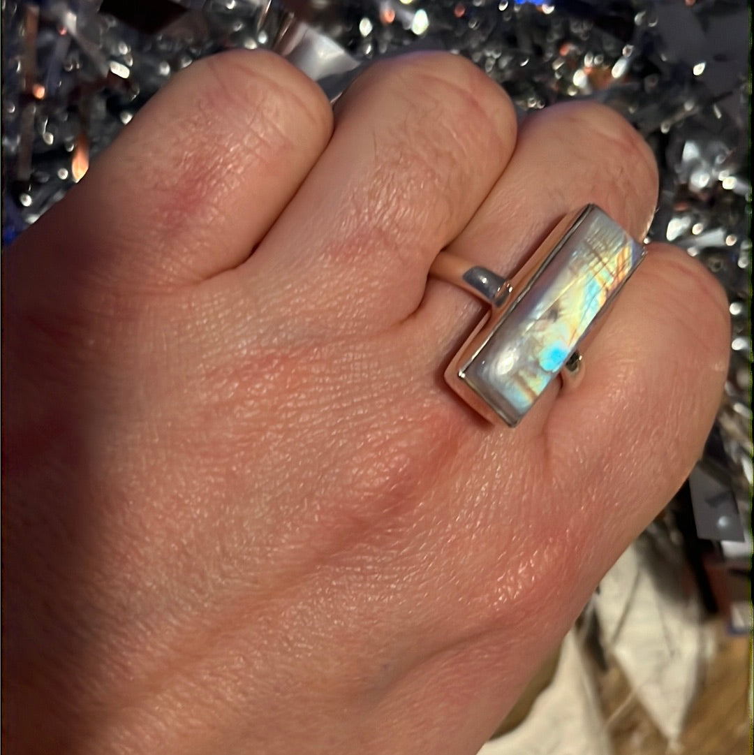 Moonstone 925 Silver Ring -  Size R 1/2
