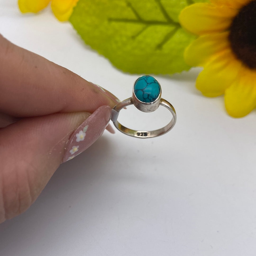 Turquoise 925 Sterling Silver Ring -  Size L 1/2