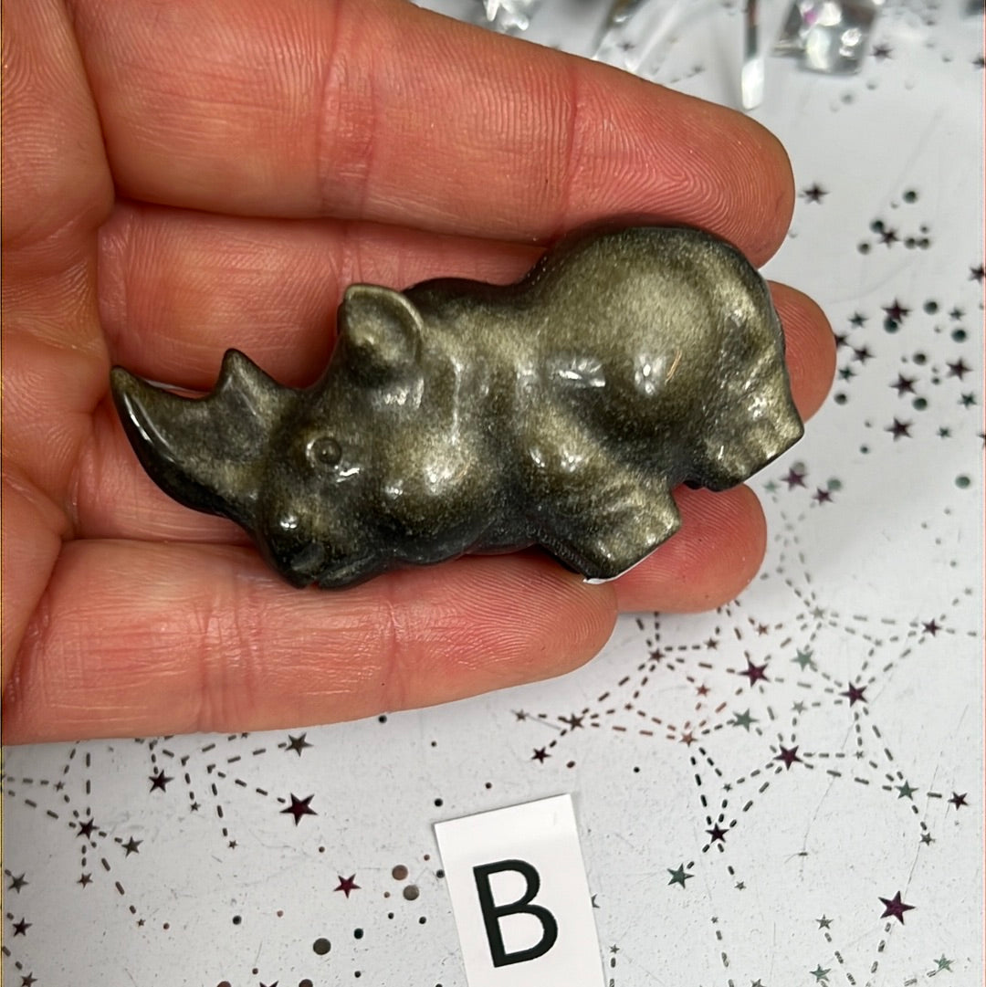 Golden Sheen Obsidian Rhino