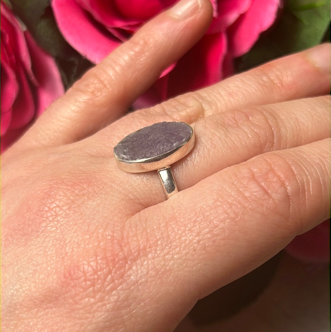 Grape Agate - RARE 925 Sterling Silver Ring - Size N 1/2