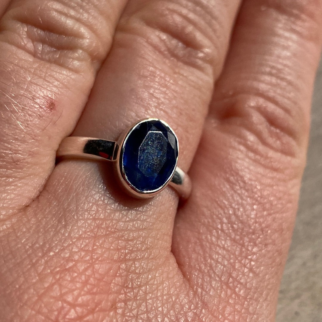 Kyanite Facet 925 Silver Ring -  Size N 1/2
