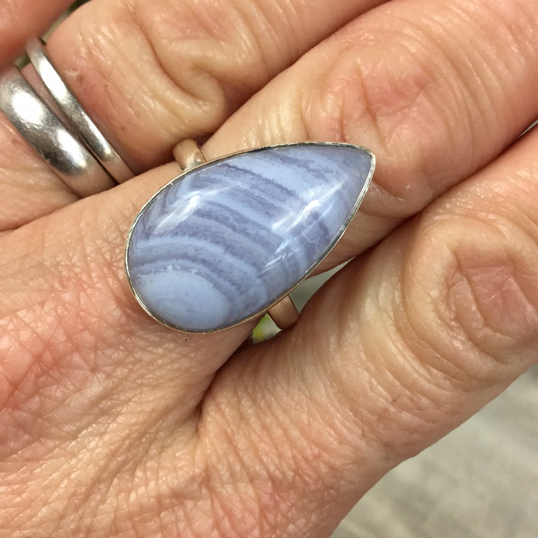 Blue Lace 925 Sterling Silver Ring -  Size S 1/2