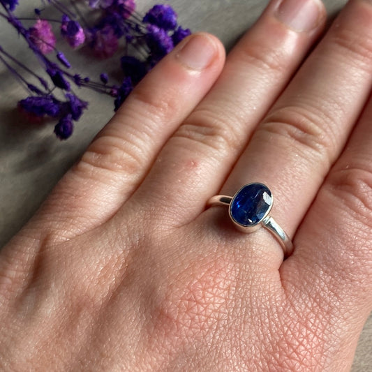Kyanite Facet 925 Silver Ring -  Size N 1/2