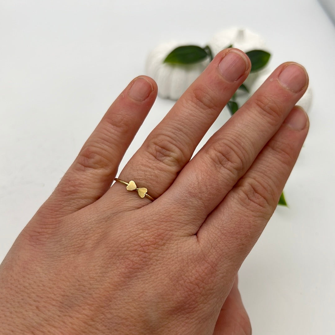 14K Gold Double Heart Ring -  Size L 1/2