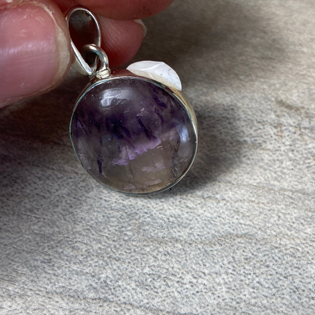 Blue John UK Fluorite Pendant 925 Silver