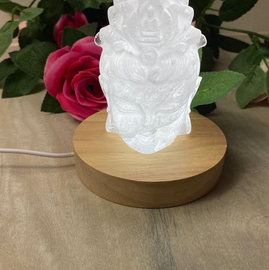 Wood White Light base lamp stand - USB 10cm