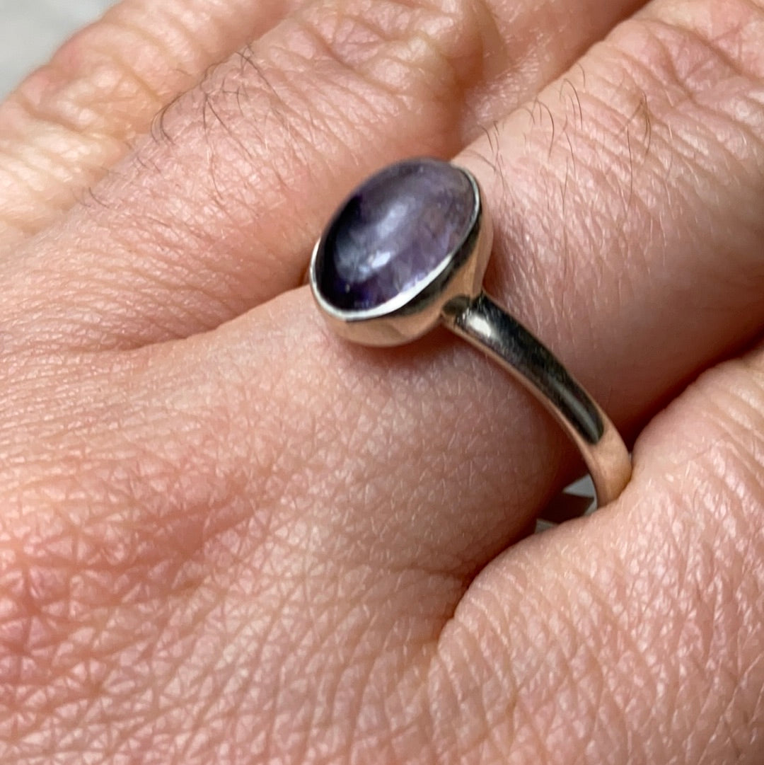 Blue John UK Fluorite Ring Size R1/2 - S 925 Silver