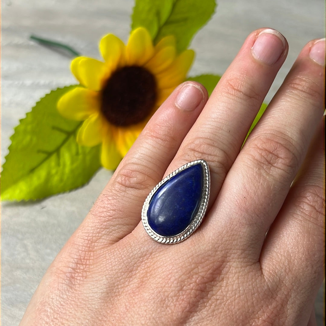 Lapis 925 Sterling Silver Ring - Size L 1/2
