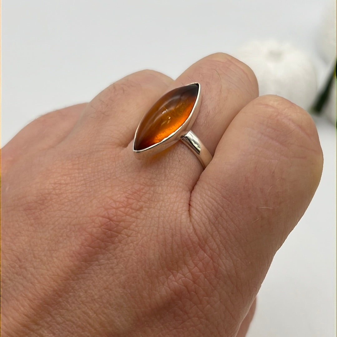 Amber 925 Sterling Silver Ring O 1/2