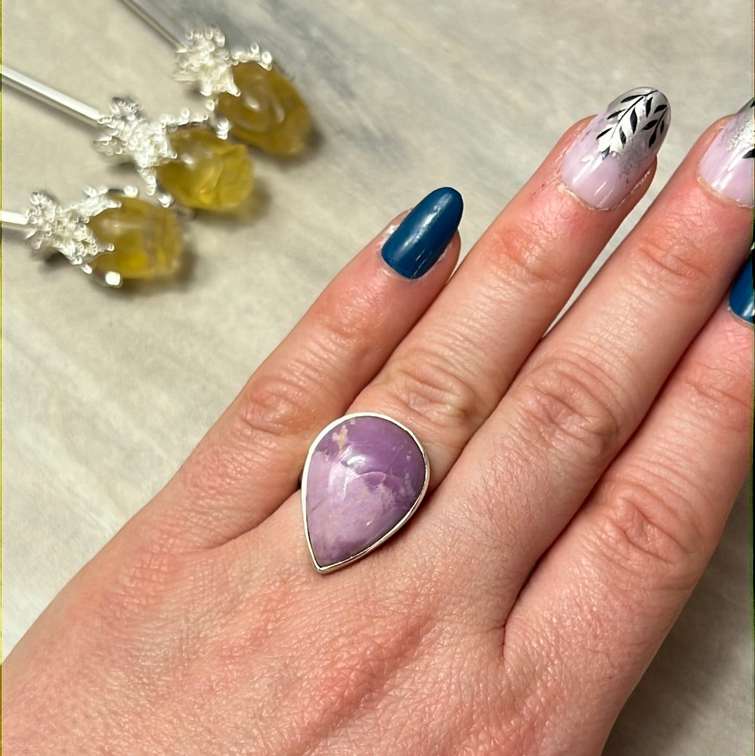Phosphosiderite 925 Silver Ring - Size L 1/2
