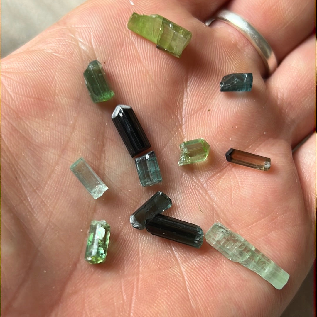 XS watermelon RAW mix Tourmaline Tumblestone