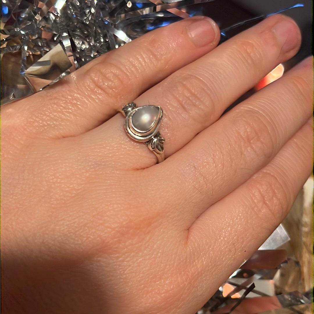 Pearl 925 Silver Ring - Size L 1/2