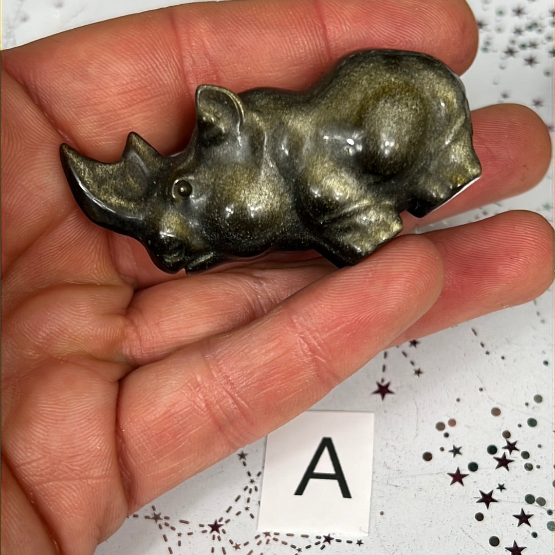 Golden Sheen Obsidian Rhino