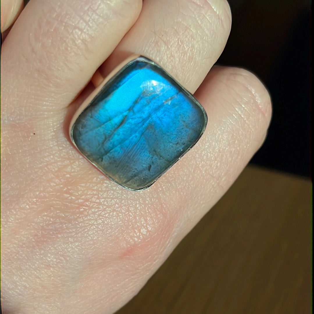 Labradorite AA GRADE 925 Silver Ring -  Size S - S 1/2