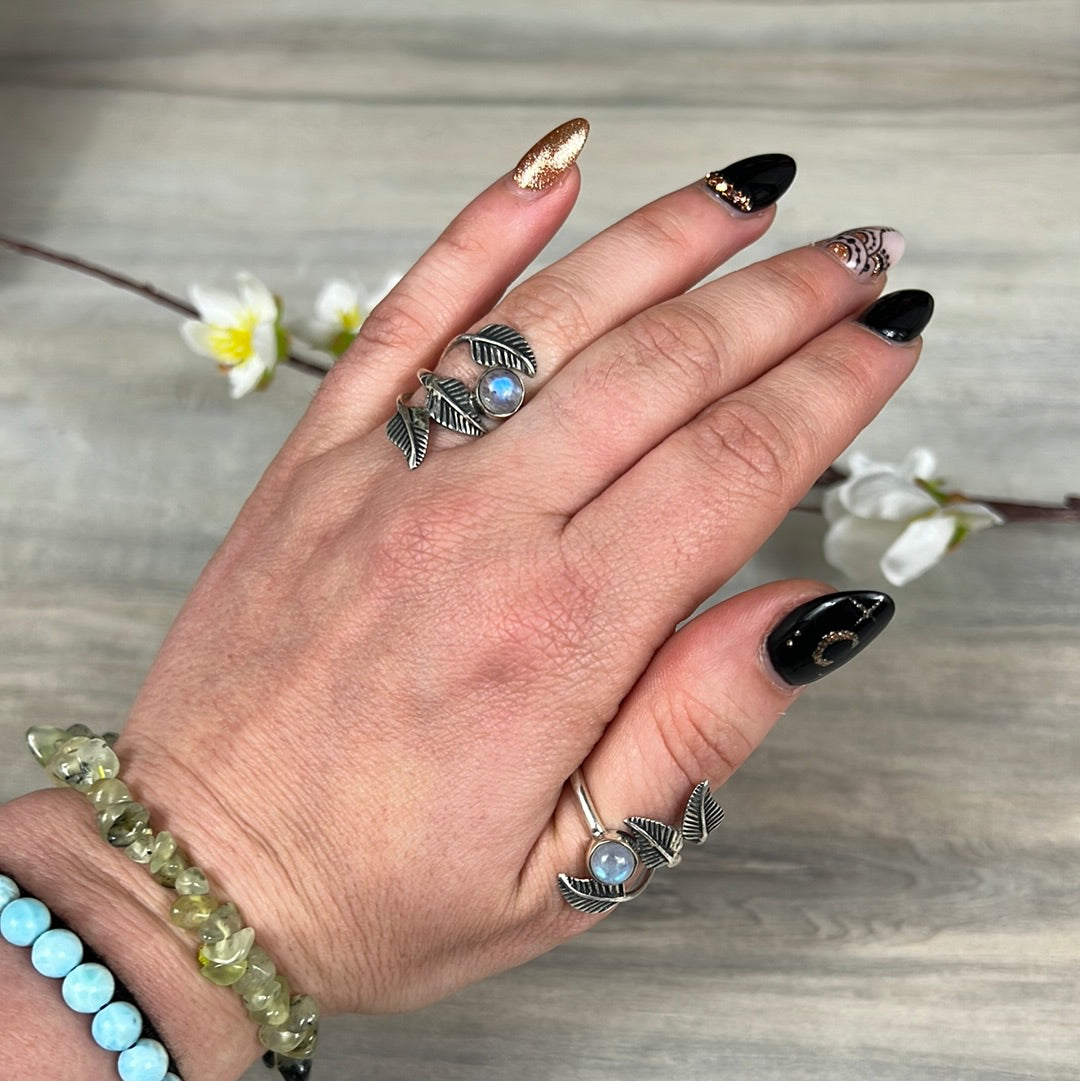 Moonstone Leaf 925 Sterling Silver Ring