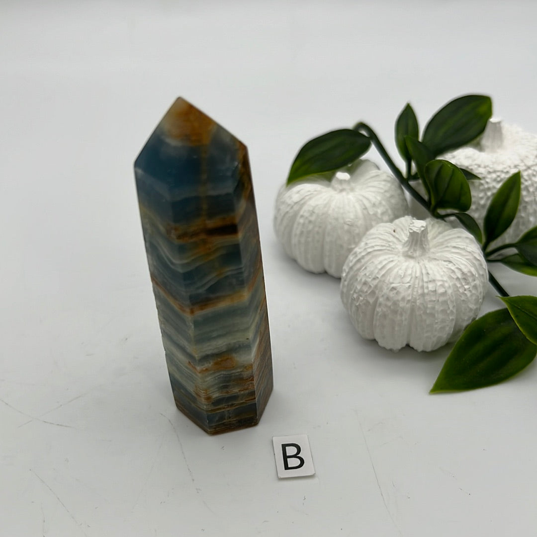 Aquatine Lemurian Calcite Tower (blue onyx)