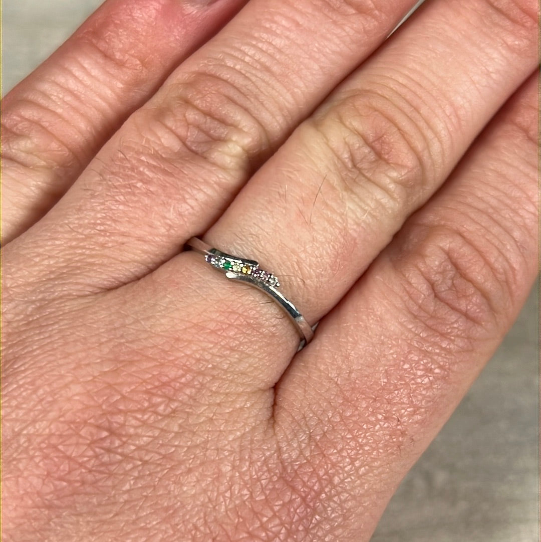 Multi Mix 925 Silver Ring - Size L 1/2