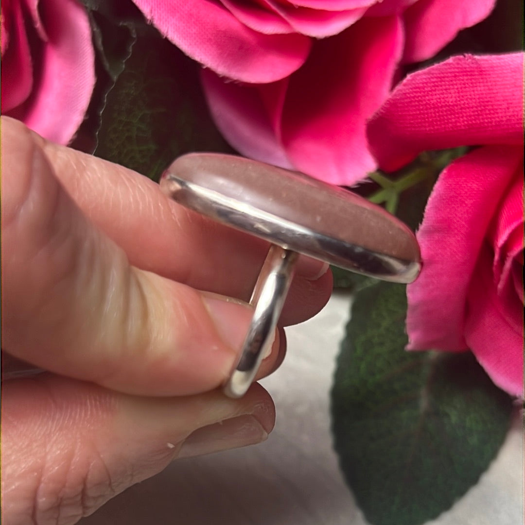 Peach Moonstone 925 Sterling Silver Ring -  Size O - O 1/2