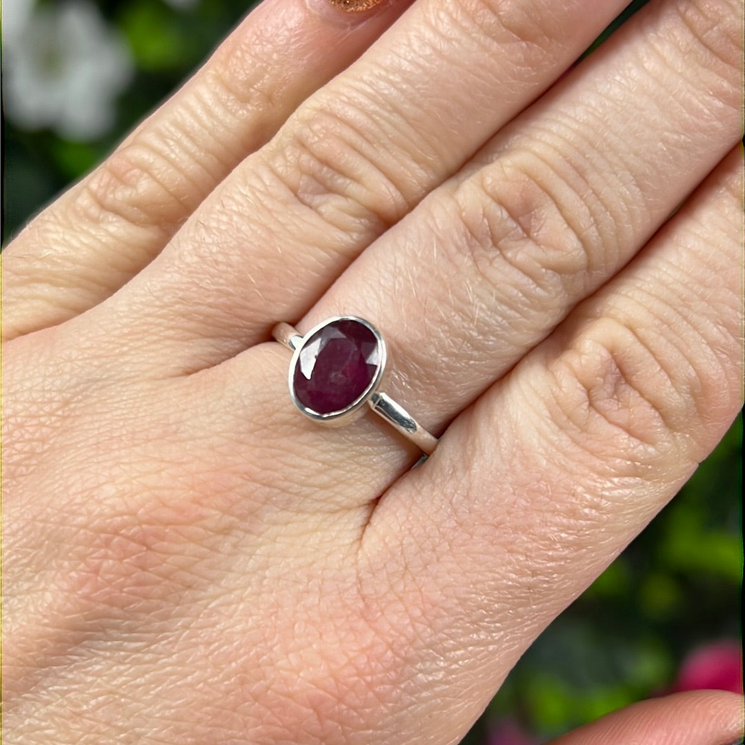 Ruby Facet 925 Ring - Size O