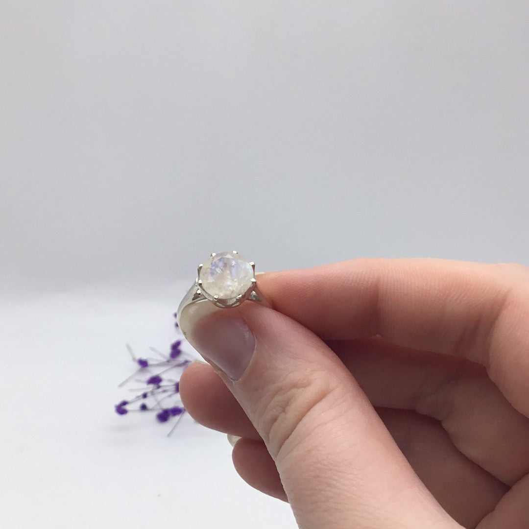 Moonstone 925 Sterling Silver Ring -  Size L 1/2 - M