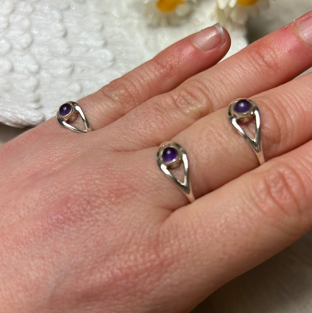 Amethyst Evil Eye 925 Silver Ring