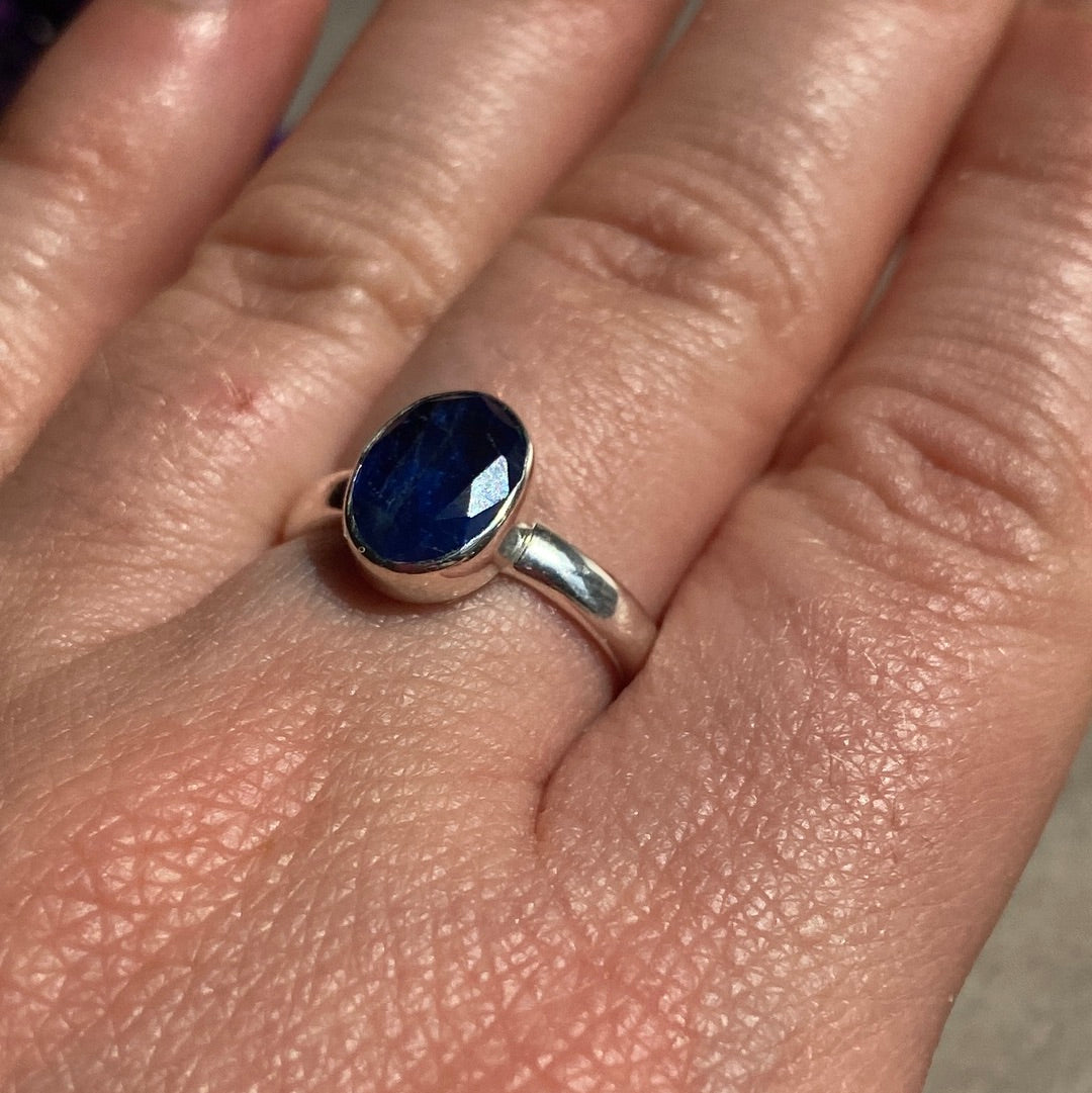 Kyanite Facet 925 Silver Ring -  Size N 1/2