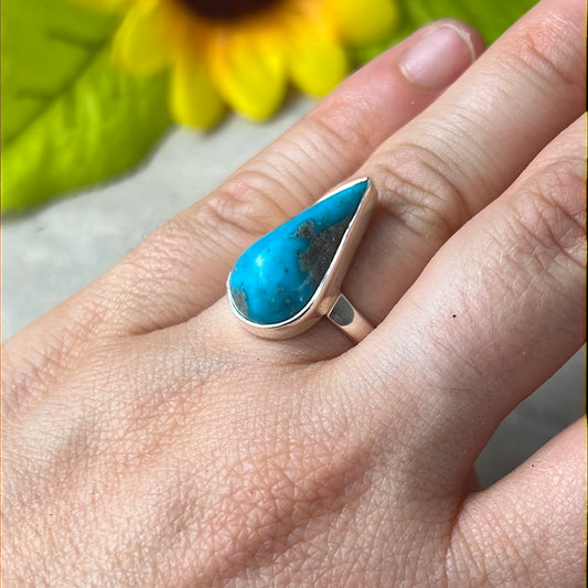 Andean Blue Opal 925 Sterling Silver Ring -  Size L 1/2