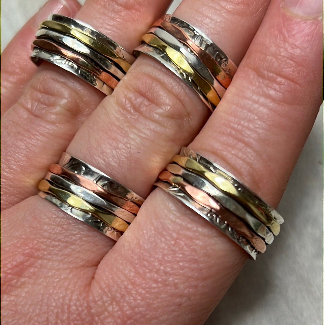 Fidget Spinner Sterling 925 Triple Band Ring