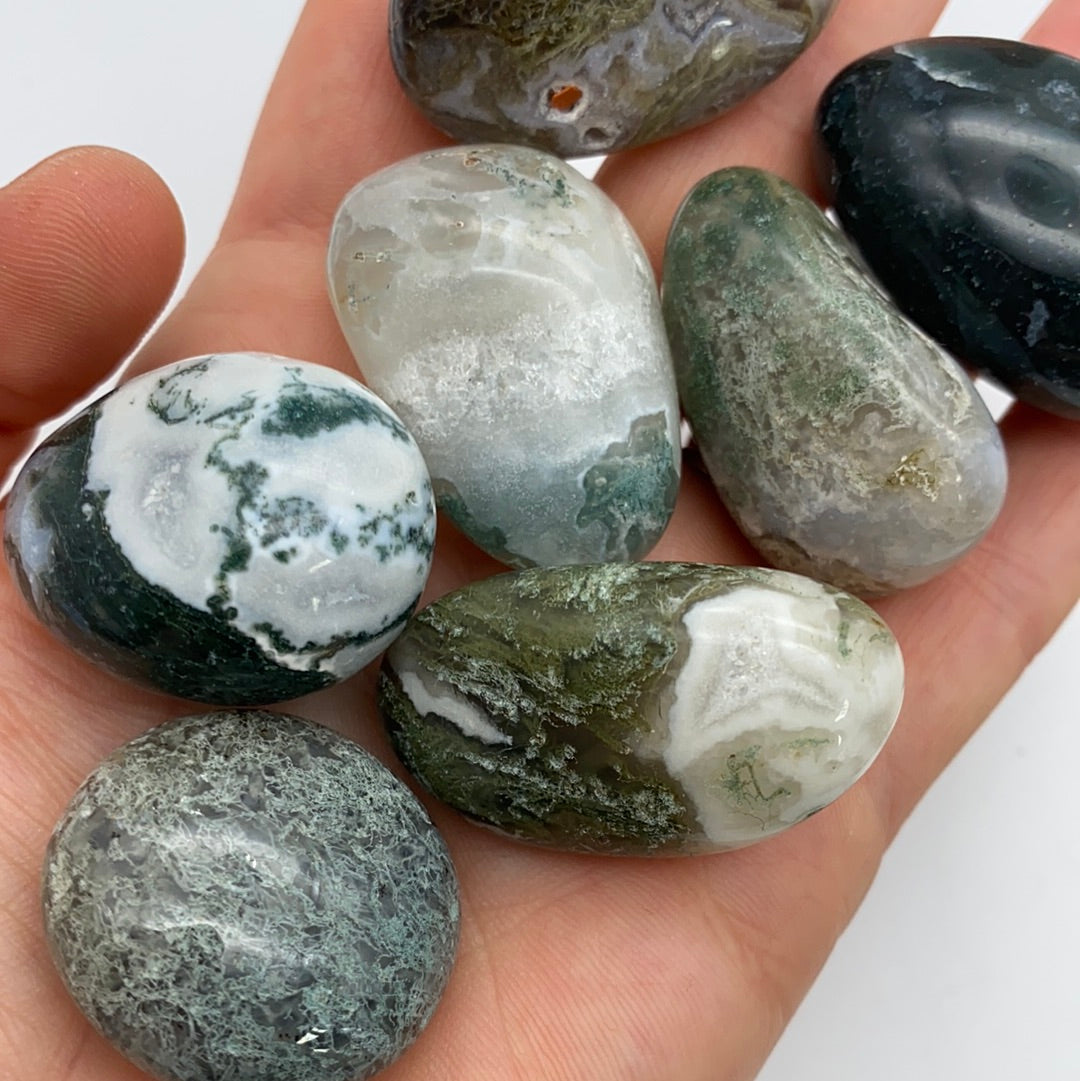 XL Moss Agate polished tumble tumblestone
