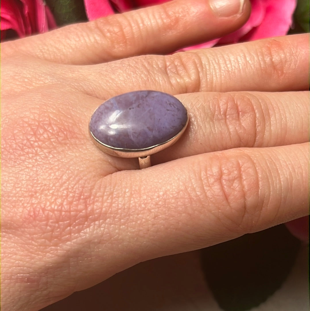 Purple Jade Natural 925 Sterling Silver Ring -  Size P - P 1/2