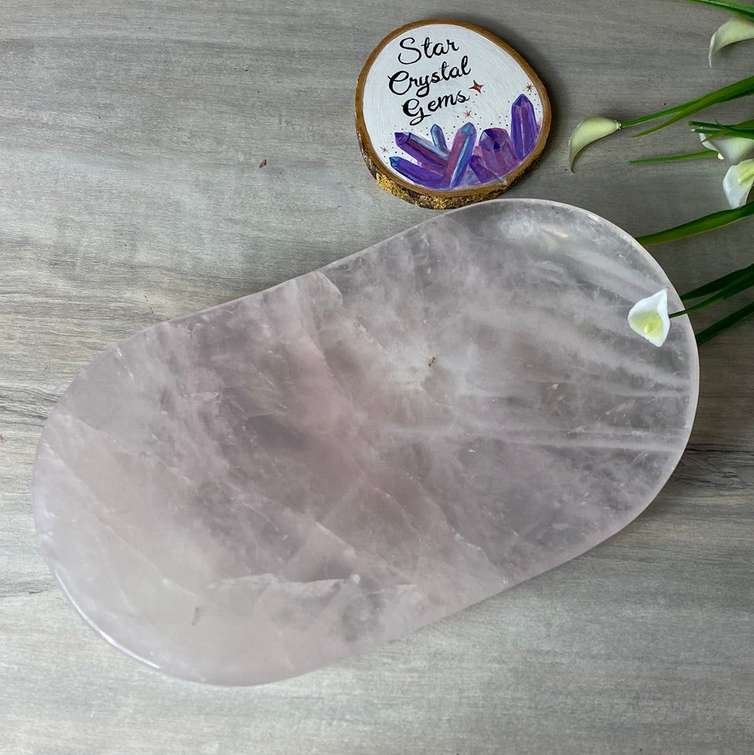 XL Rose Quartz Luxury Charging Dish Bowl - Platter