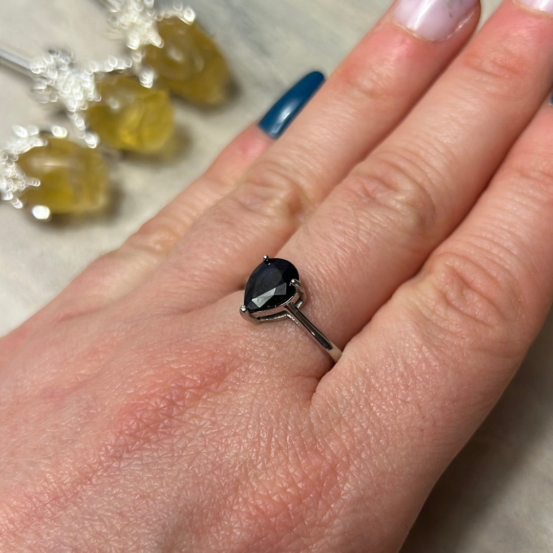 Sapphire AA GRADE 925 Sterling Silver Ring - Size Q