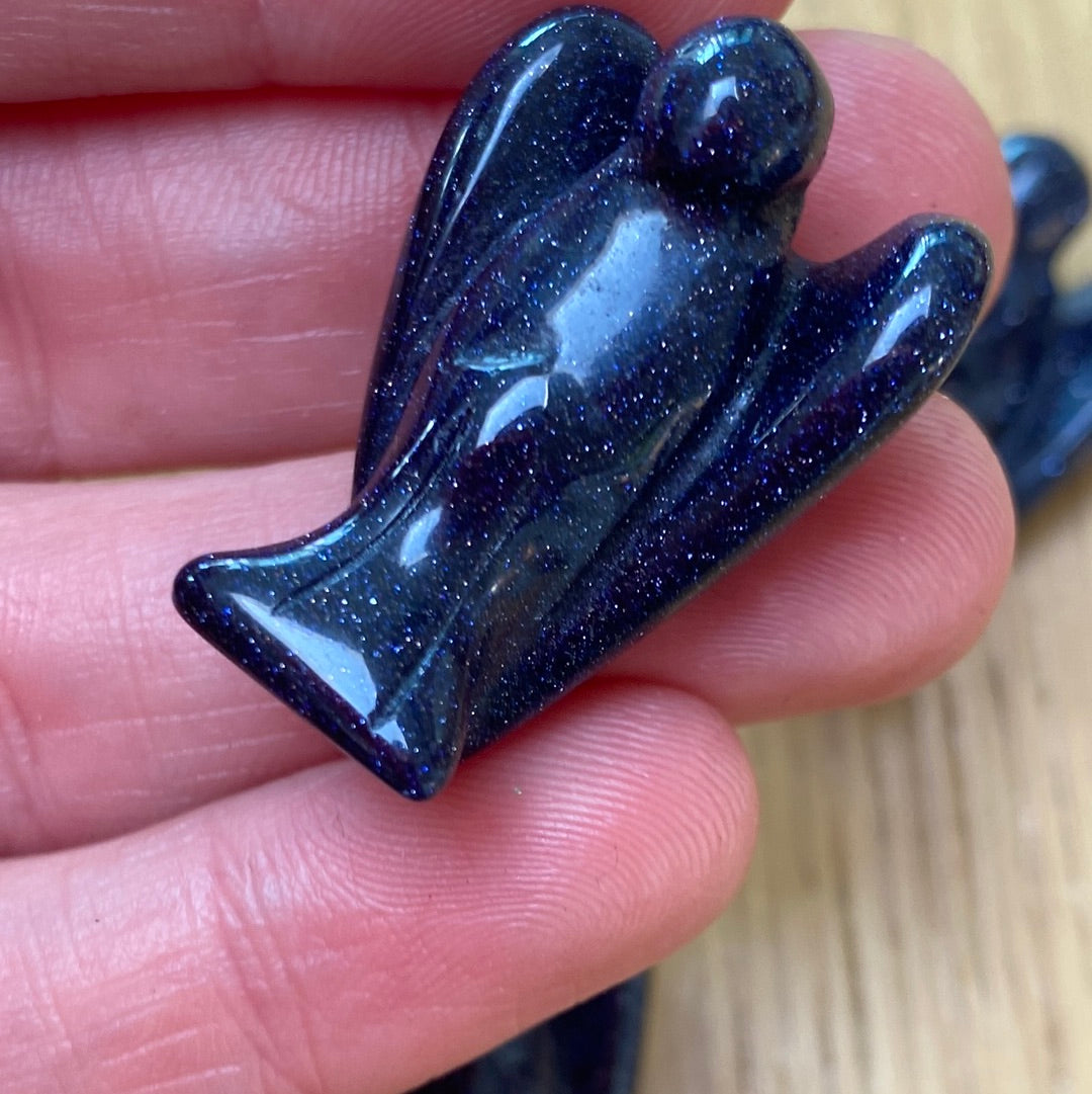 Pocket Angel - blue goldstone gold stone