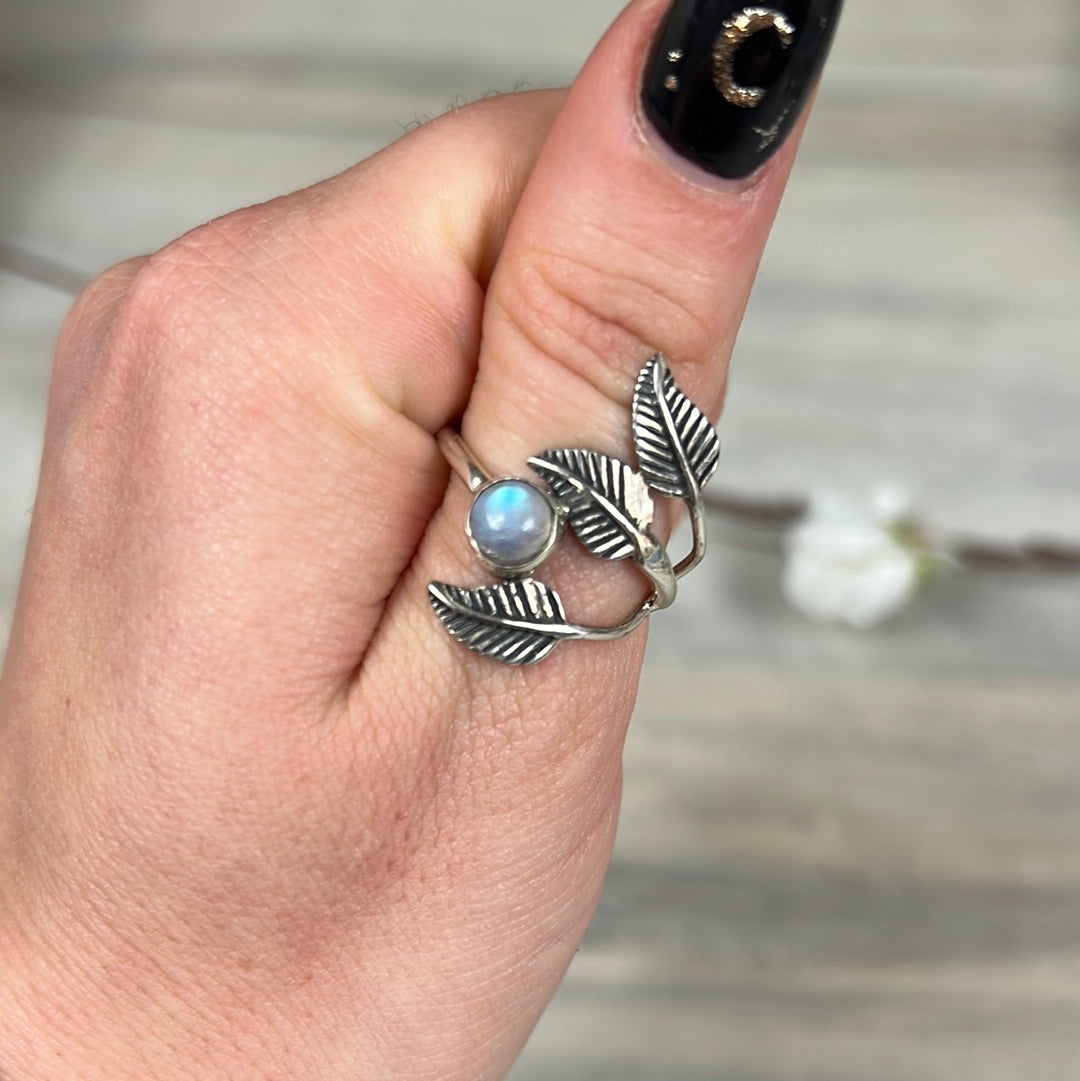 Moonstone Leaf 925 Sterling Silver Ring