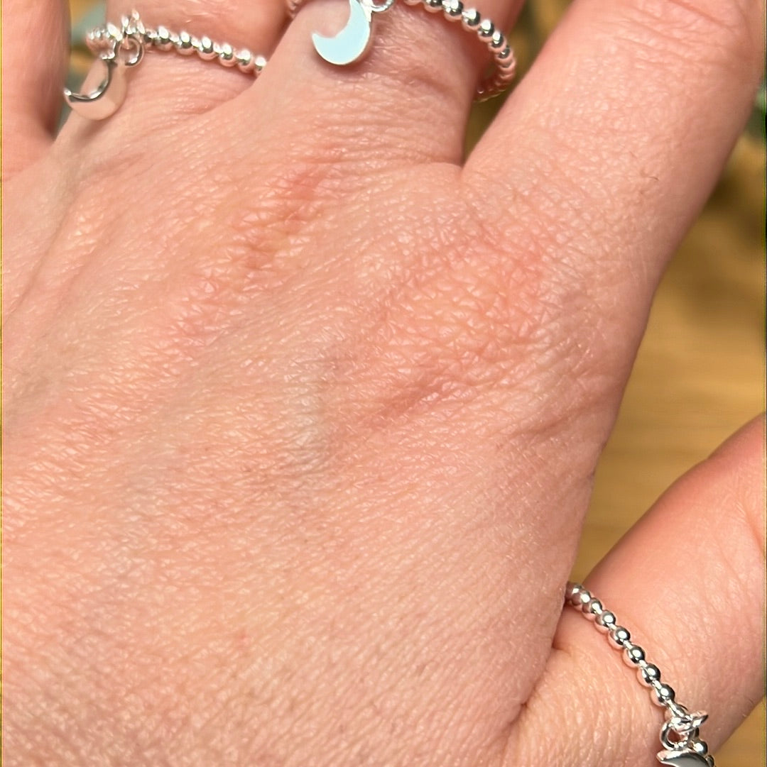 Spinny Moon Dangle - 925 Sterling Silver Fidget Ring