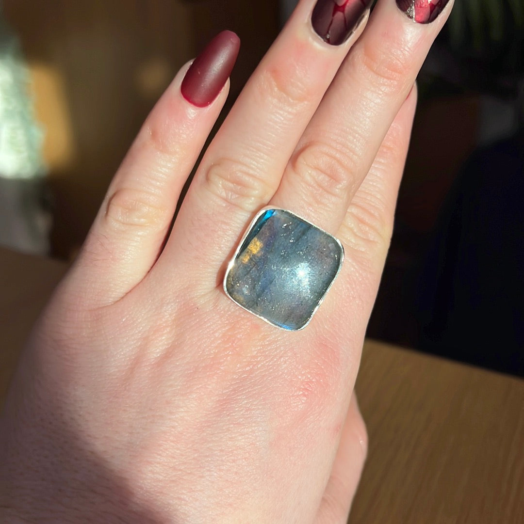 Labradorite AA GRADE 925 Silver Ring -  Size S - S 1/2