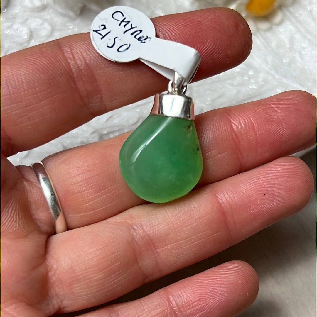 Chrysoprase 925 Sterling Silver Pendant
