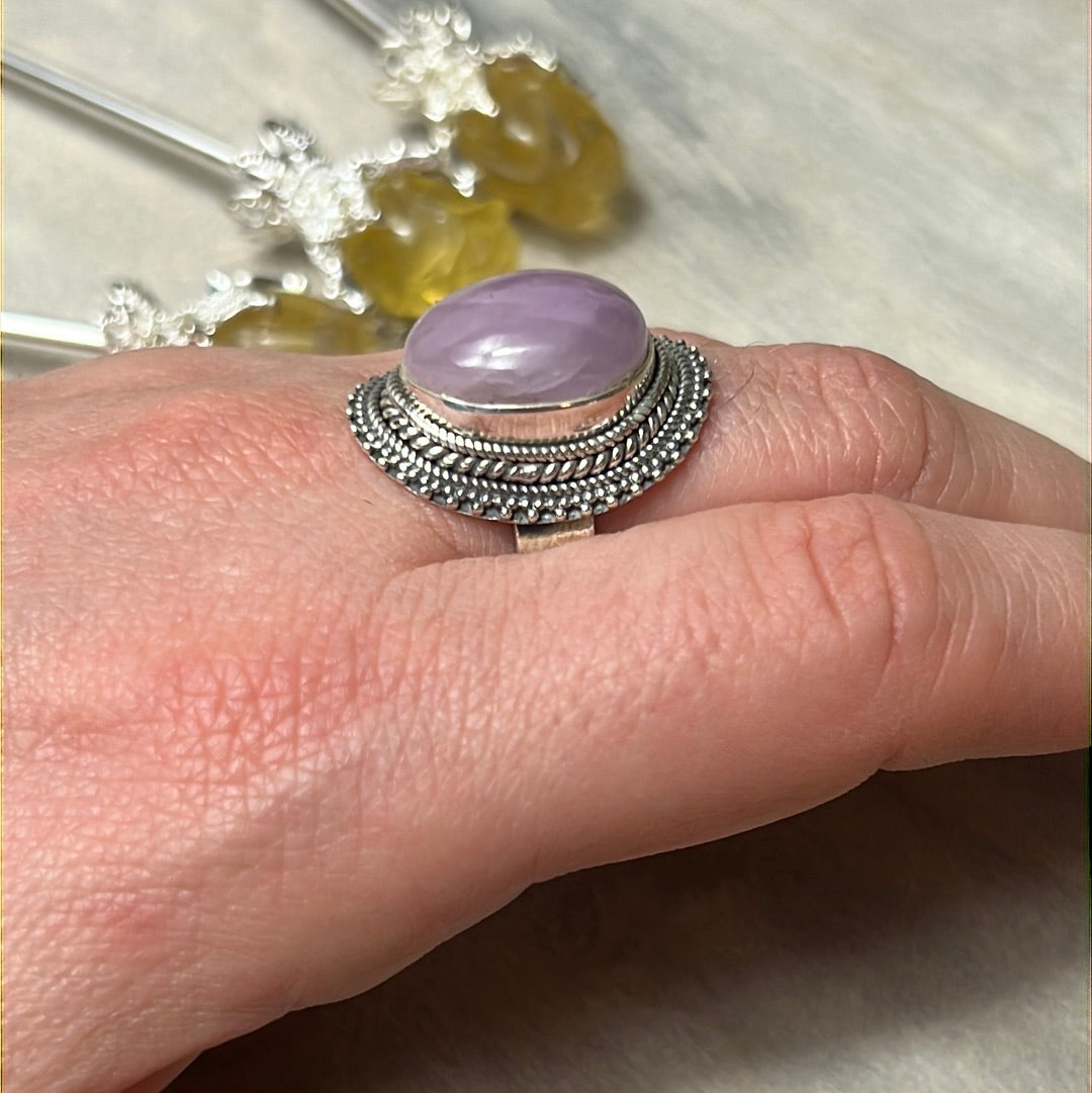 Kunzite 925 Silver Ring - Size P 1/2