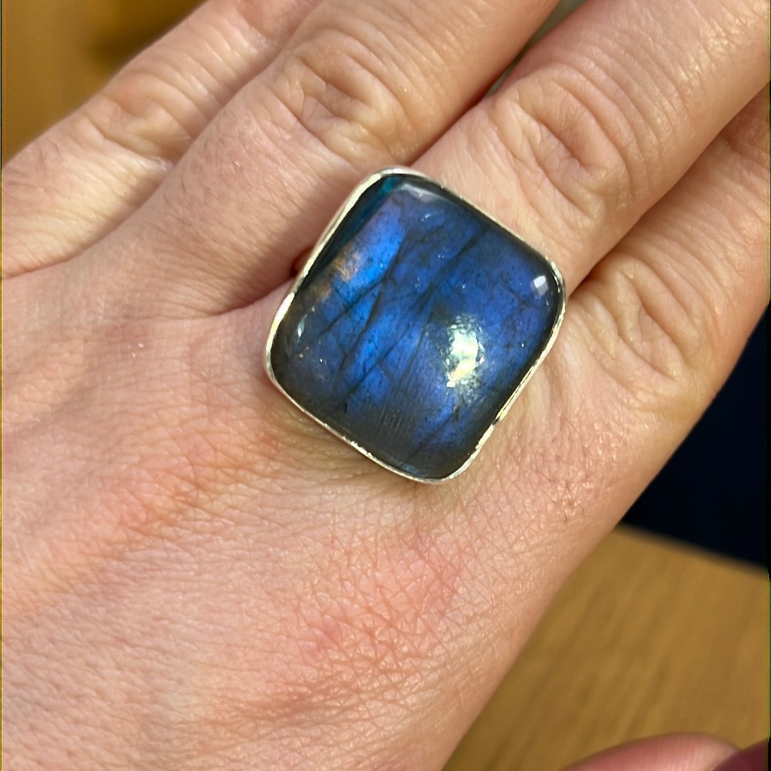 Labradorite AA GRADE 925 Silver Ring -  Size S - S 1/2