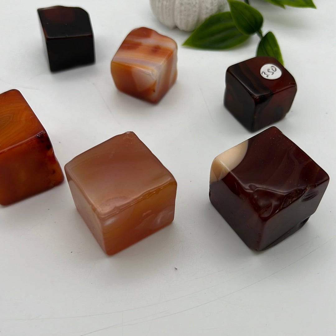 Carnelian polished cubes tumbles