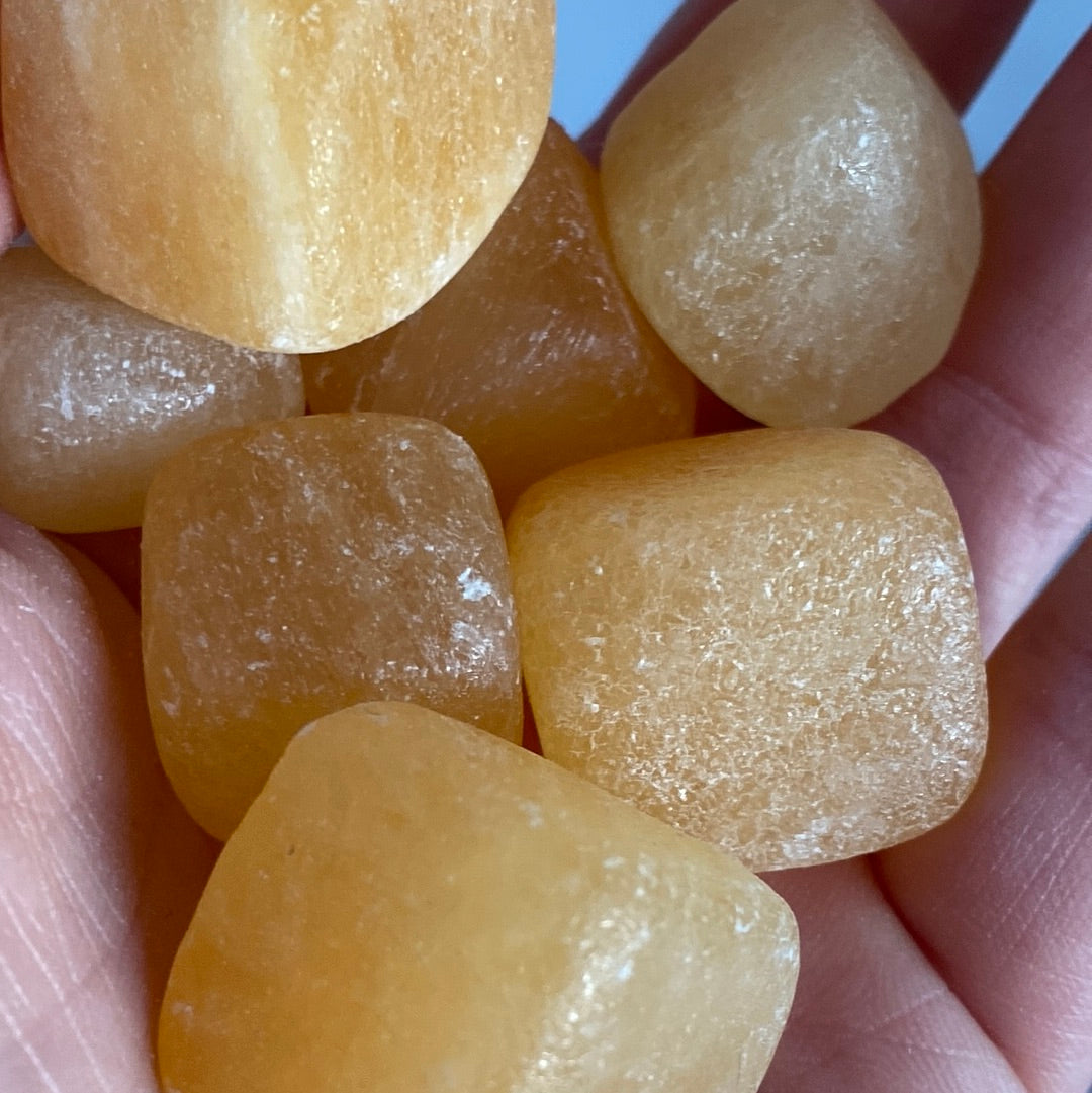 Orange Calcite unpolished cube - Tumblestone Tumbles