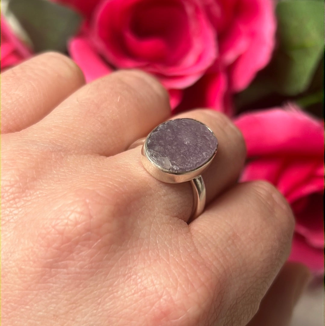 Grape Agate - RARE 925 Sterling Silver Ring - Size N 1/2