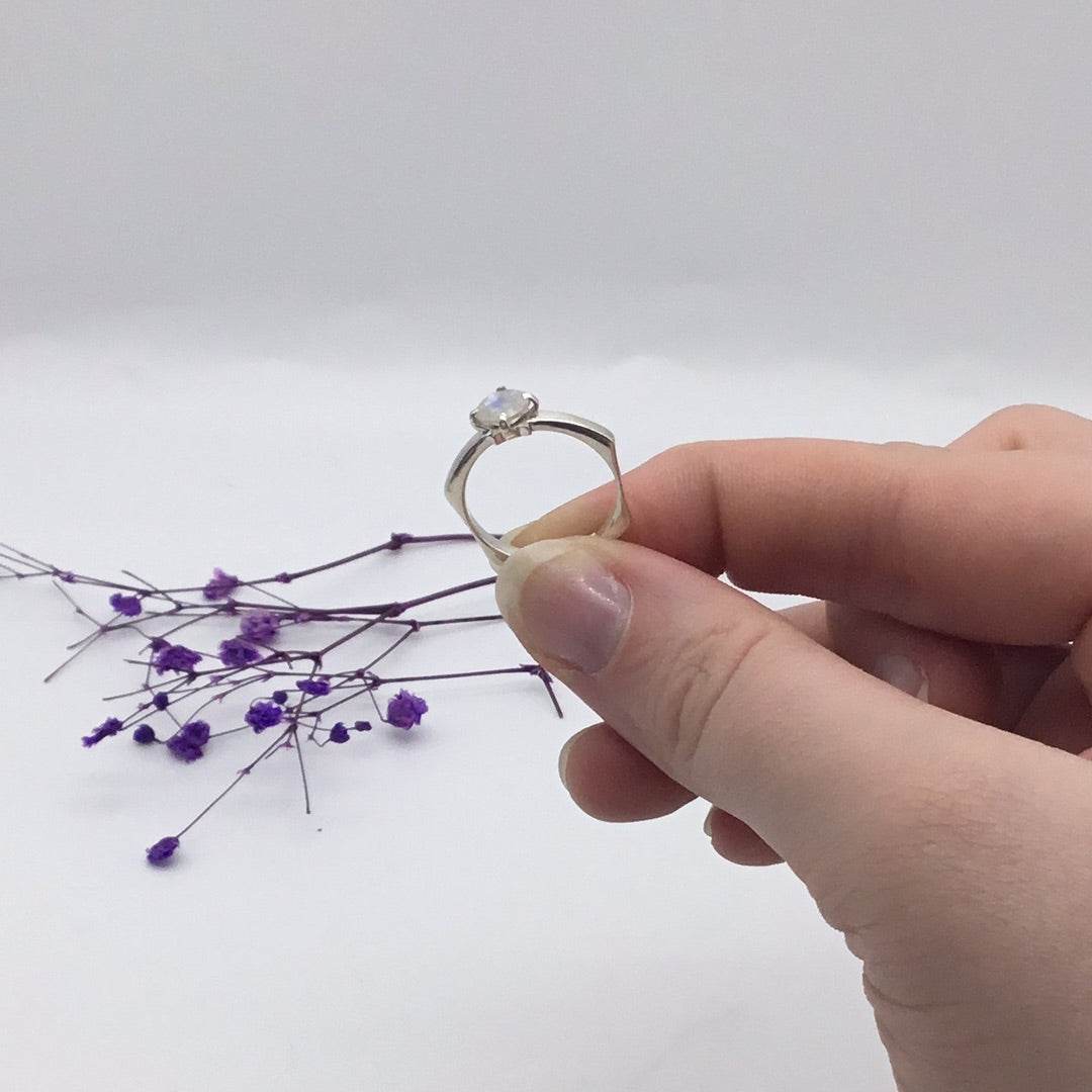 Moonstone 925 Sterling Silver Ring -  Size L 1/2