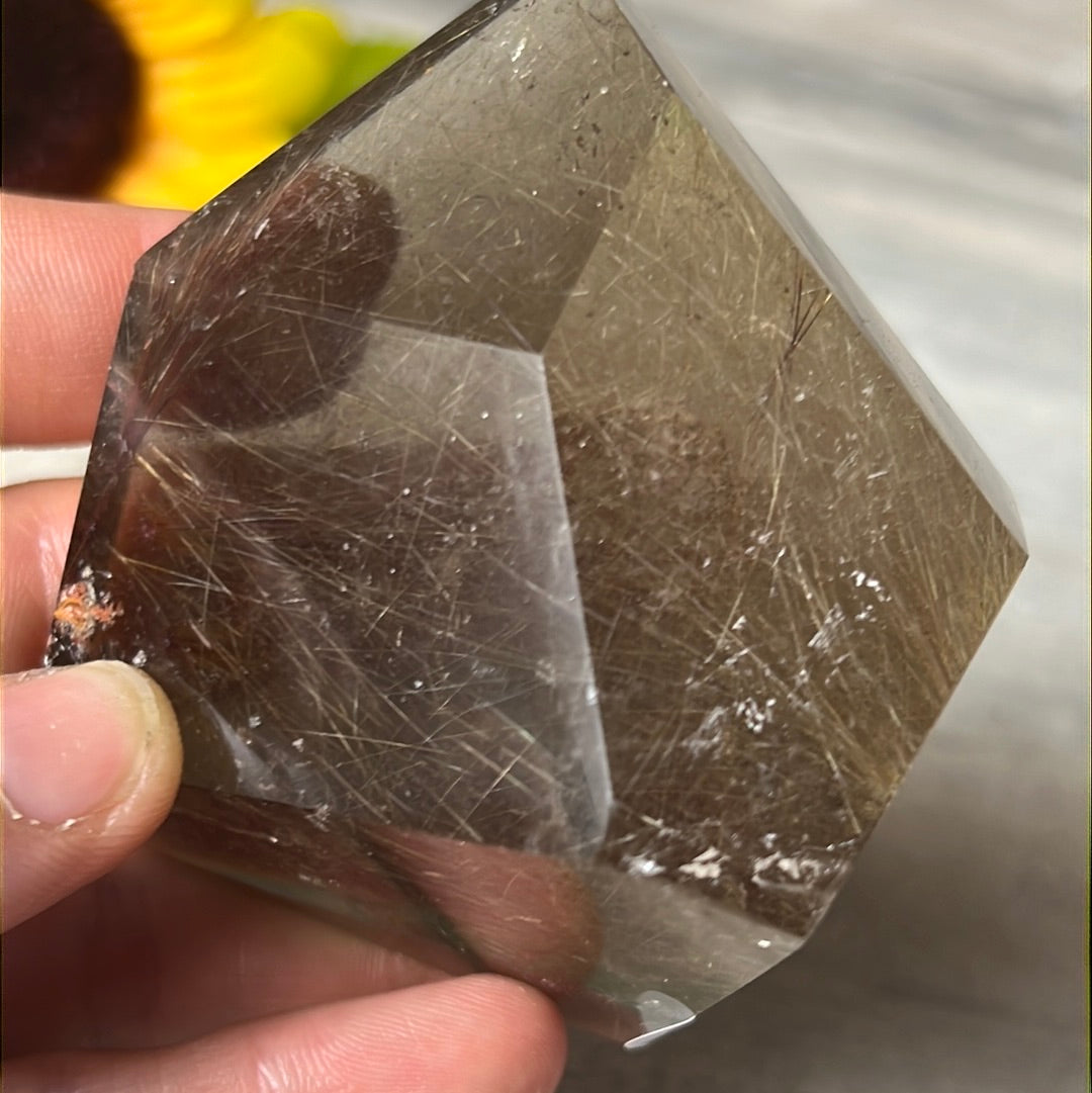 Smoky Rutile Rutilated Quartz Freeform AA Grade