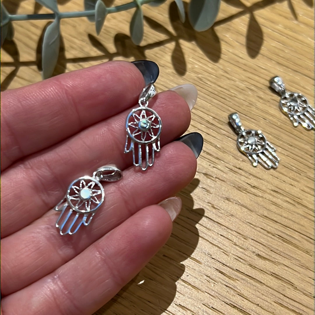 Dream Catcher Hamsa Sterling Silver Pendant