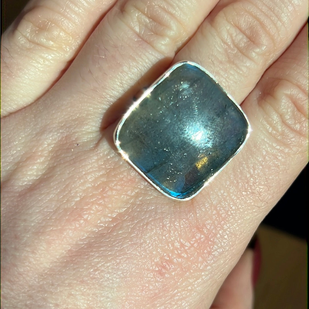 Labradorite AA GRADE 925 Silver Ring -  Size S - S 1/2