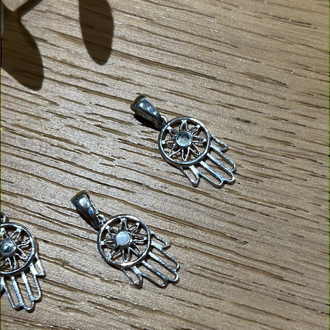 Dream Catcher Hamsa Sterling Silver Pendant